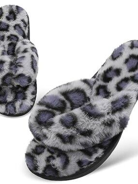 BRAND NEW Women's Blue Leopard Bedroom Slippers